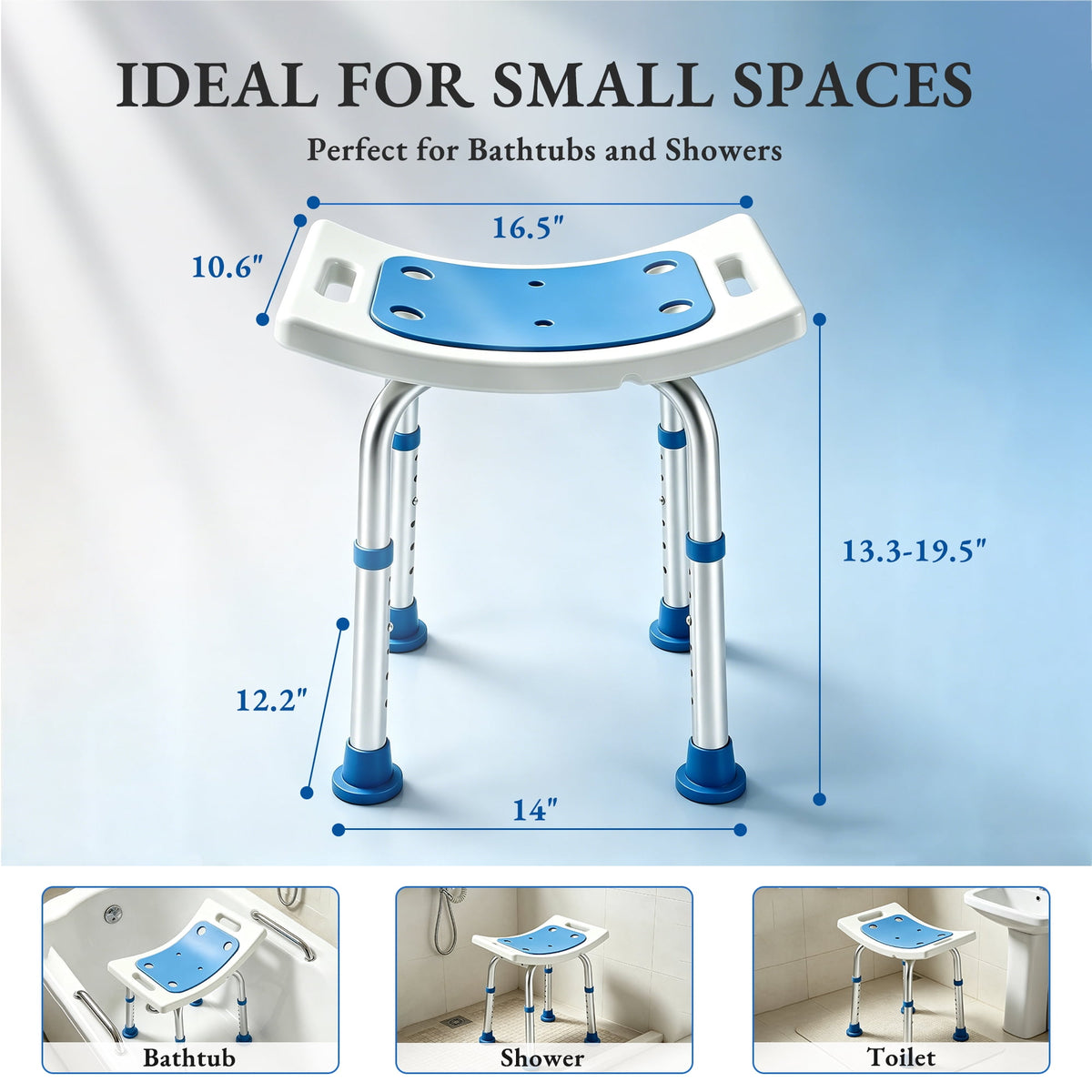 REHAND Shower Chair,Adjustable Bath Bench Stool,400 lbs Limit,Blue