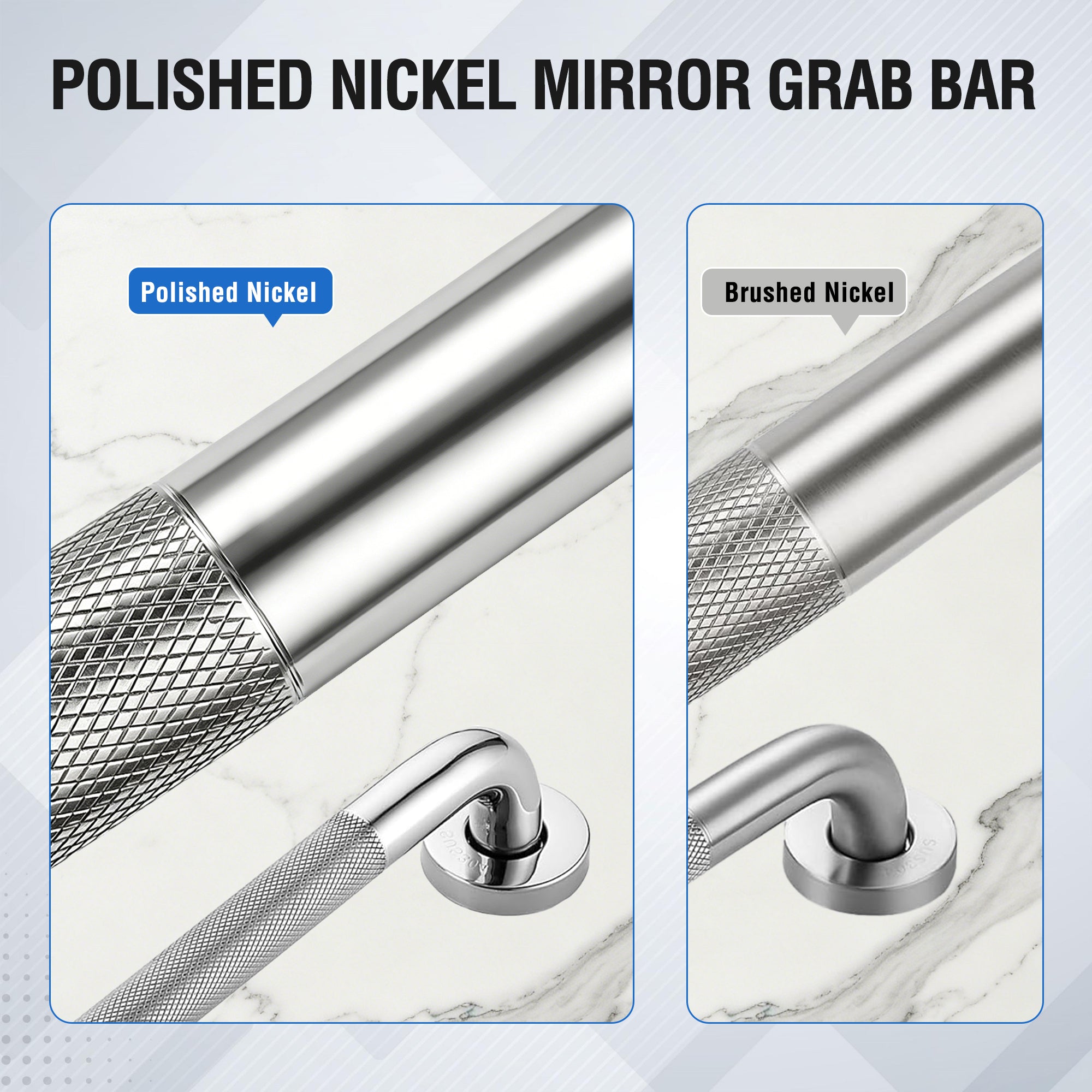 REHAND 16" Grab Bars for Shower, 2 Pack Non-Slip Wall Mount Polished Stainless Steel Bathroom Safety Handles, 450 lb Capacity