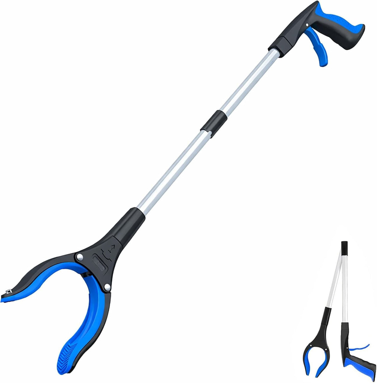 REHAND Reacher Grabber Tool,Foldable 32" Grabber Reacher with Rotating Jaw,Lightweight Pickup Tool for Seniors,Elderly,Disabled & Home Use,Blue