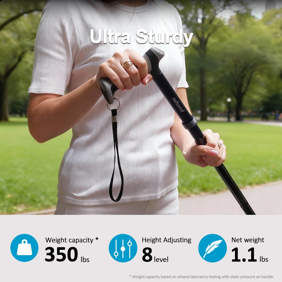 REHAND Adjustable Foldable Walking Cane for Seniors - Lightweight Heavy Duty Canes with Non-Slip Grip, Collapsible Design (Black)