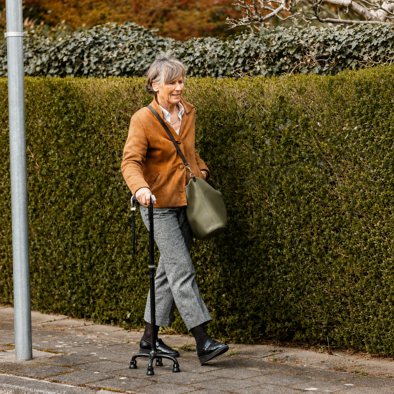 Woman using a walking cane