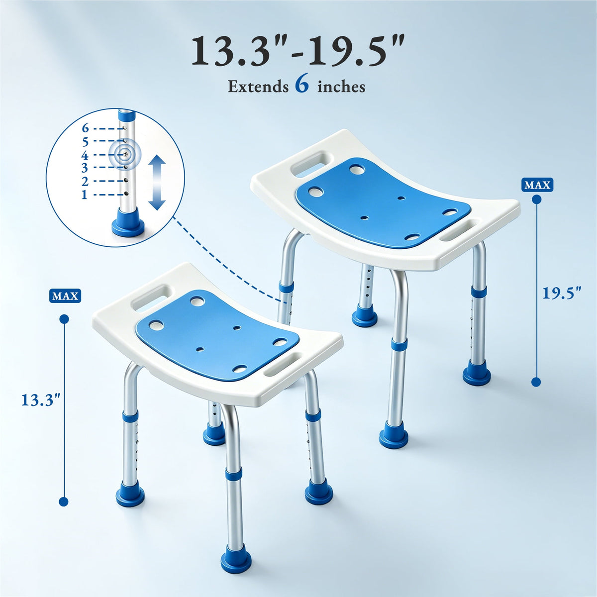 REHAND Shower Chair,Adjustable Bath Bench Stool,400 lbs Limit,Blue