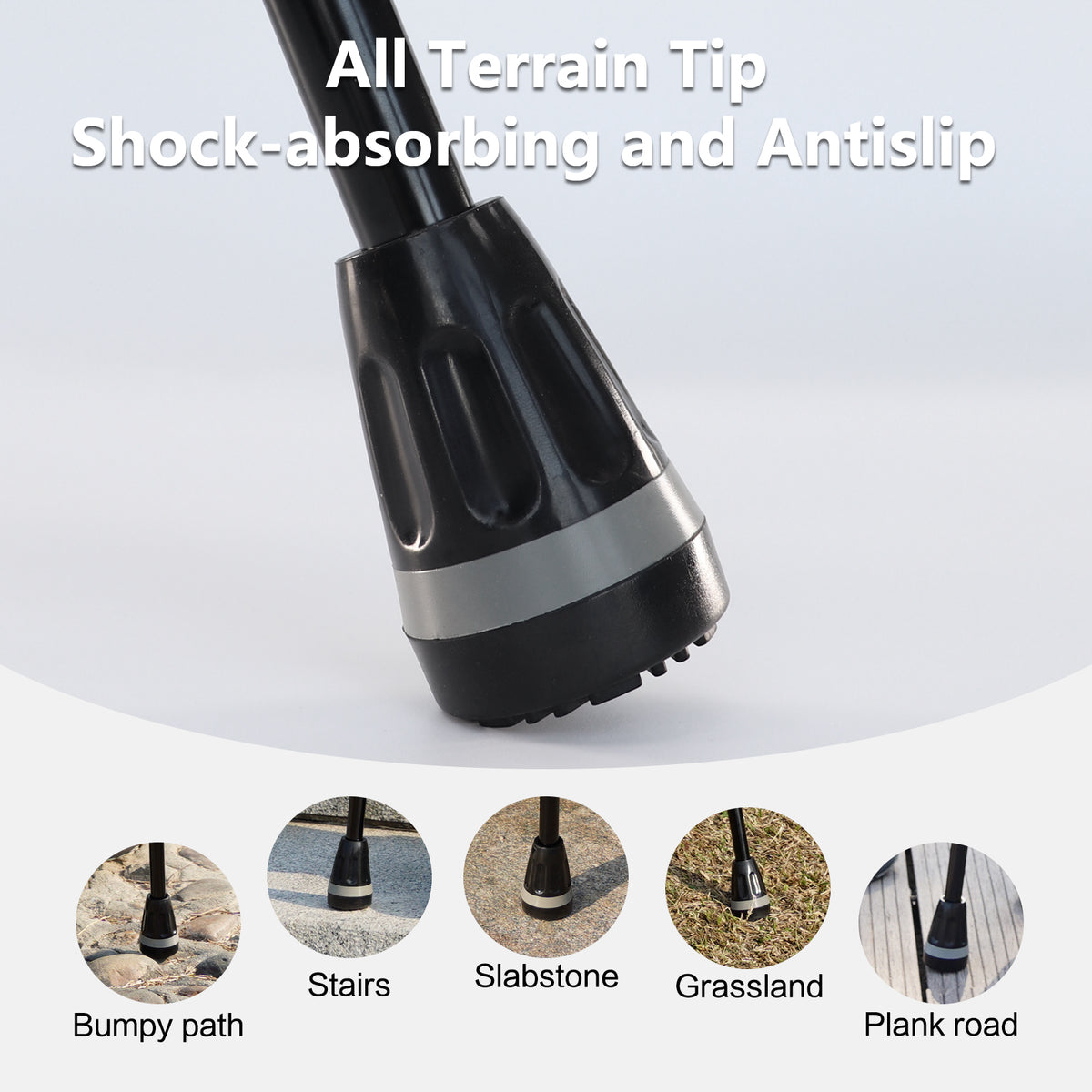 Rehaescort Adjustable Folding Walking Cane,Lightweight Stick for Seniors and Adults,Collapsible,Heavy Duty,Black