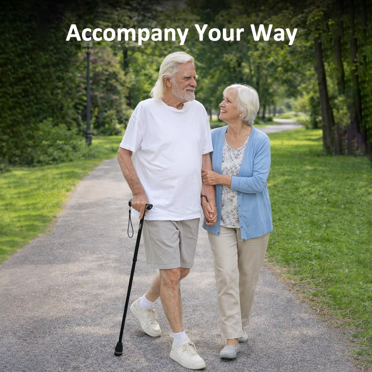 Healthbazaar LED Walking Cane with Shock-Absorbing Tip,Folding Cane