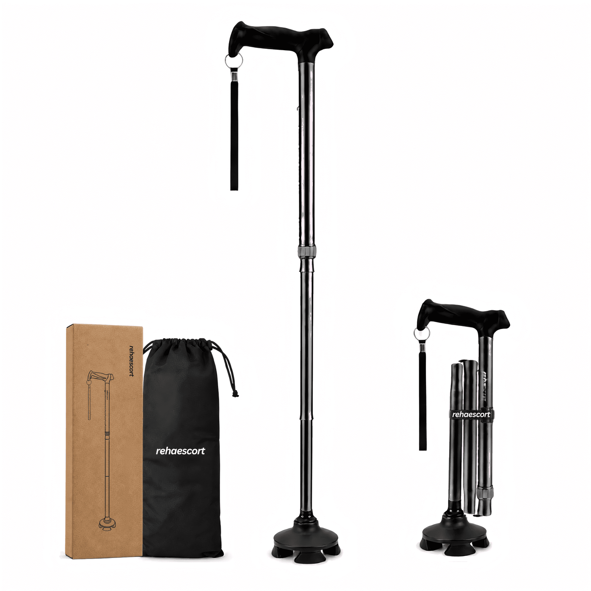 Rehaescort Folding Walking Cane for Women & Men,Adjustable,Lightweight,Ergonomic Grip