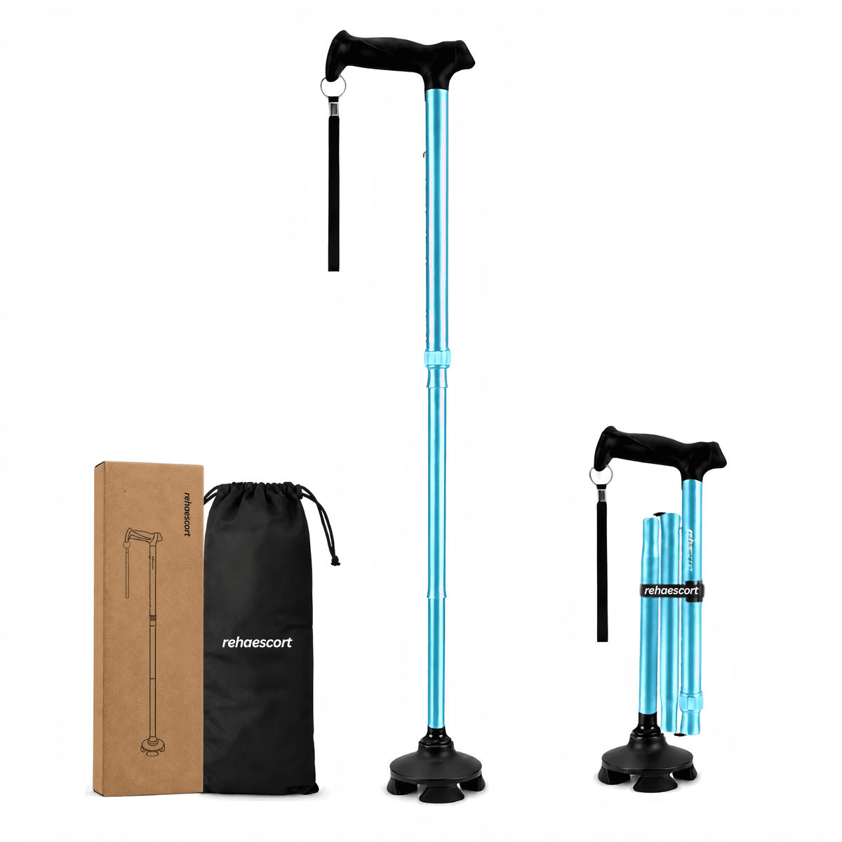Rehaescort Adjustable Folding Walking Cane,Lightweight Heavy Duty Sticks Pivot Tip for Men and Women,Blue