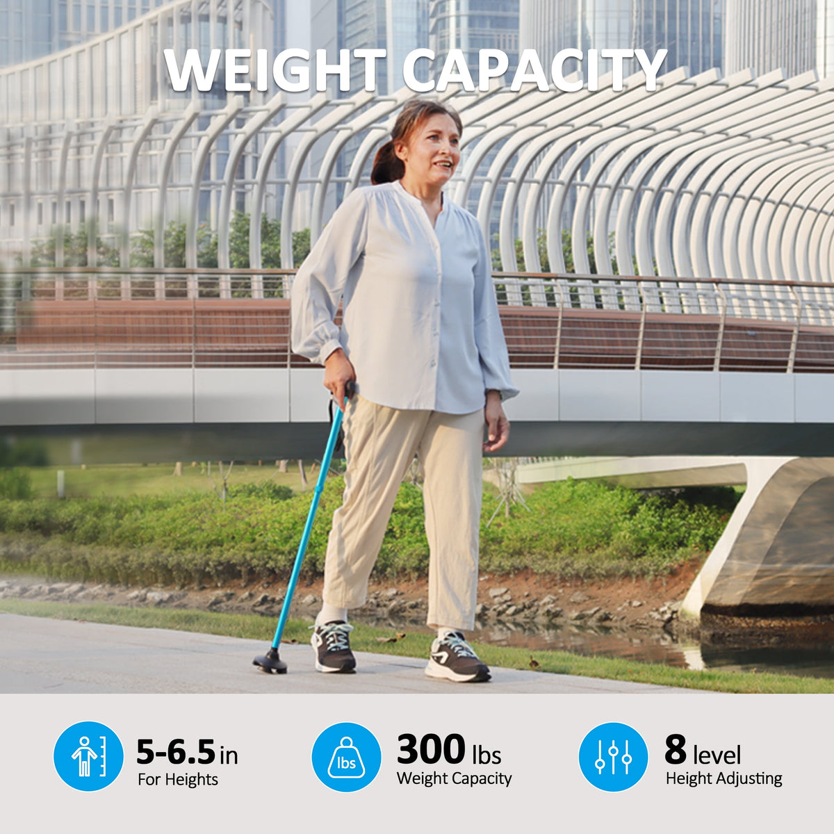 Rehaescort Adjustable Folding Walking Cane,Lightweight Heavy Duty Sticks Pivot Tip for Men and Women,Blue