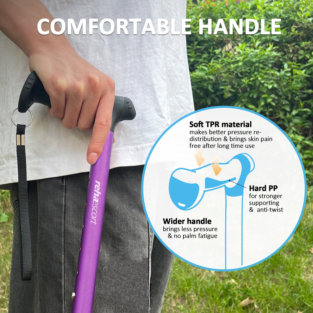 Rehaescort Adjustable Folding Walking Cane,Lightweight Heavy Duty Sticks Pivot Tip for Men and Women,Purple