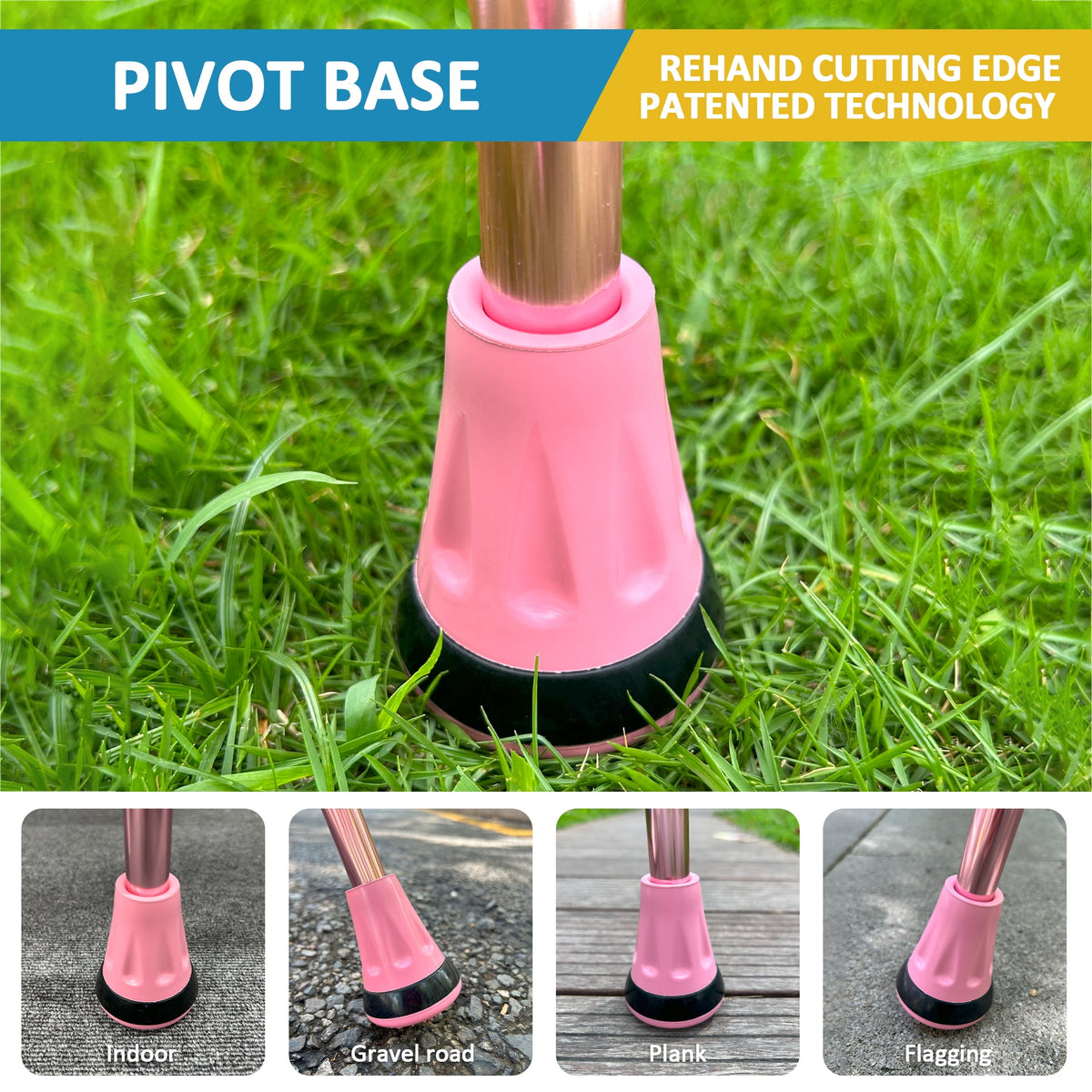 REHAND Foldable Walking Canes,Adjustable Height | Lightweight & Durable | Heavy Duty Walking Cane for Seniors Women & Men,Pink