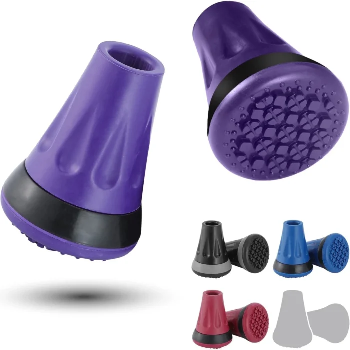 Rehand 2PCS Cane Tips and Crutch Tips Purple,3/4 Inch All Terrain Tip for Cane & Crutch,Rubber Replacement Foot Pad,0.75 Inch Cane Tips Heavy Duty - Image 1