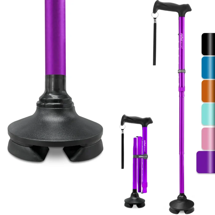Rehaescort Walking Cane with Travel Bag for Aldult,Adjustable Walking Sticks,Hiking Sticks Lightweight Pivot Tip for Men and Women,Purple - Image 1