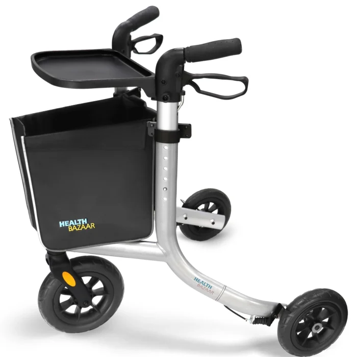 HEALTHBAZAAR 3 Wheels Rollator Walker,Foldable Walker with Detachable Tray and Storage Bag,Capacity 400IBS - Image 1