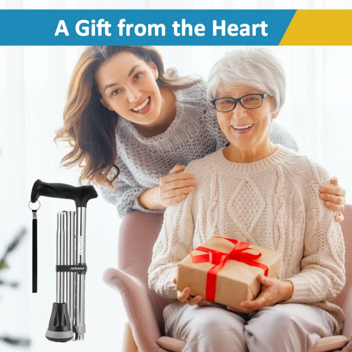 REHAND Foldable Walking Canes,Adjustable Height | Lightweight & Durable | Heavy Duty Walking Cane for Seniors Women & Men,Silver - Image 3