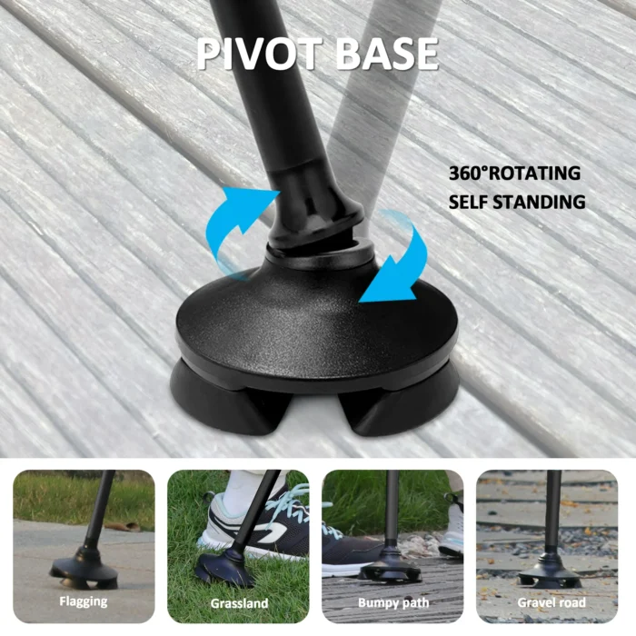 Rehaescort Adjustable Folding Walking Cane,Lightweight Heavy Duty Sticks Pivot Tip for Men and Women,Black - Image 5