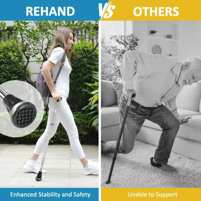REHAND Foldable Walking Canes,Adjustable Height | Lightweight & Durable | Heavy Duty Walking Cane for Seniors Women & Men,Silver - Image 5